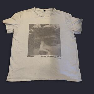 Shein Men's White and Grey motivational T-shirt